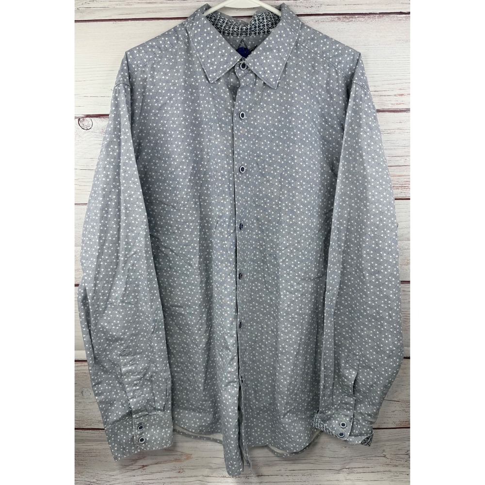 Robert Graham‎ Mens 2XL Classic Fit Blue Geometric Triangle Button Down Shirt